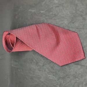 Daniel de fasson red geometric silk tie